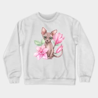 Kitten and magnolias Crewneck Sweatshirt